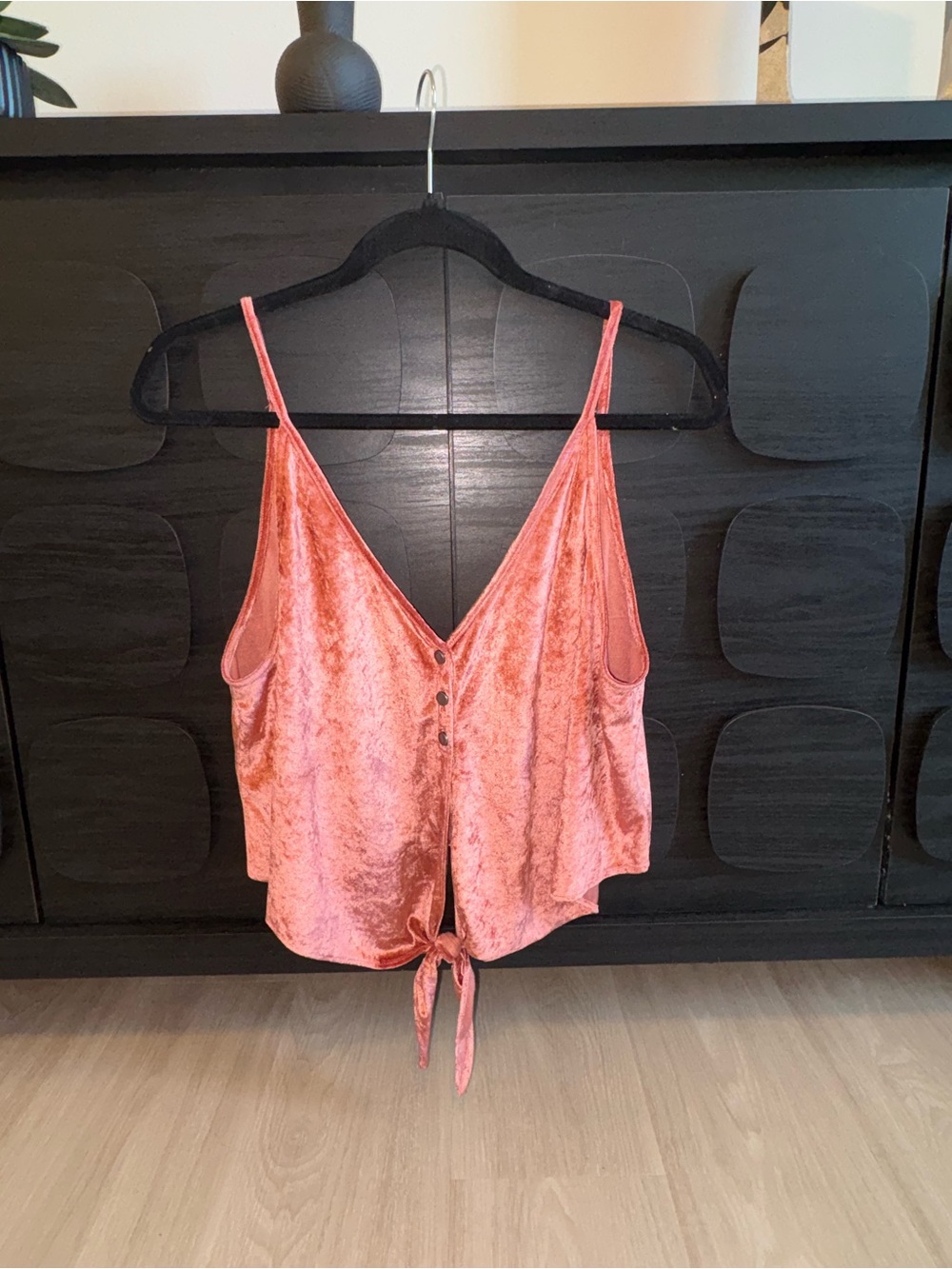 Free People Velvet Tie-Front Cami in Coral